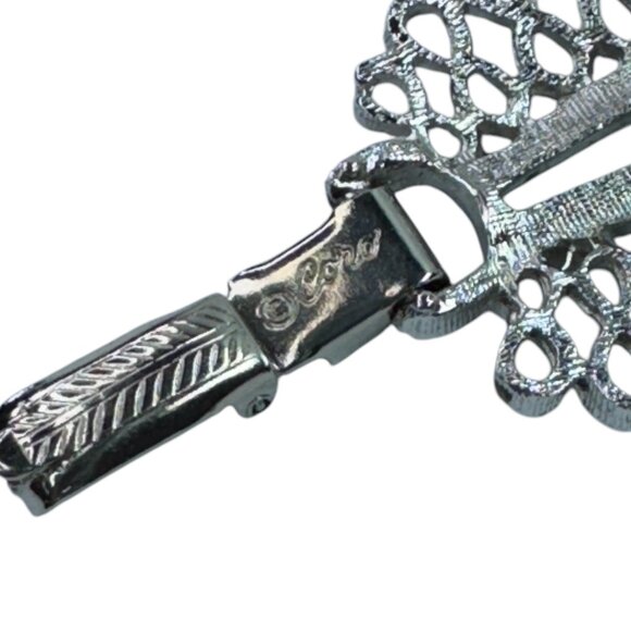 Vintage CORO Silver Tone Bracelet Filigree Wide Band - Picture 11 of 11